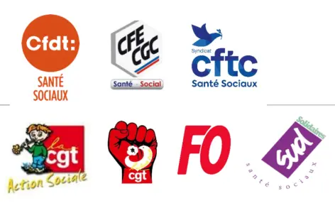Liste des 6 logos de l'intersyndicale
