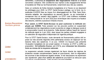 La CFDT Santé-Sociaux appelle Mme Catherine Vautrin, Ministre du Travail, de la Santé, des Solidarités et des Familles, à réunir sans délai l’ensemble des partenaires sociaux de la branche pour sortir de cette impasse dangereuse. Le secteur et ses salarié