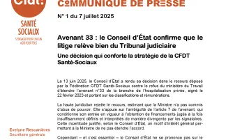Copie d'écran du PDF - Décision du Conseil d'État à propos de l'avenant 33