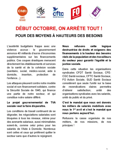 Page 1 du communiqué de presse