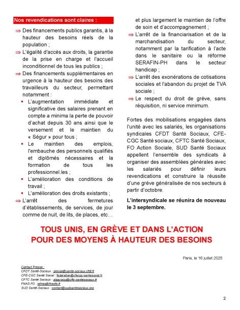 Page 2 du communiqué intersyndical