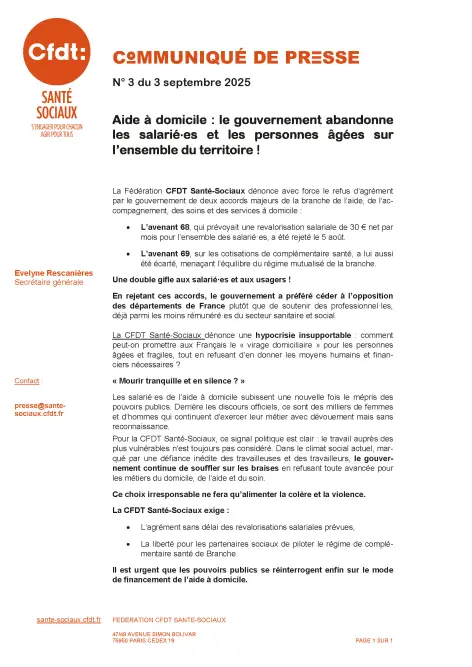 Copie d'écran du PDF - Aide à domicile : le gouvernement abandonne les salarié·es et les personnes âgées sur l’ensemble du territoire !