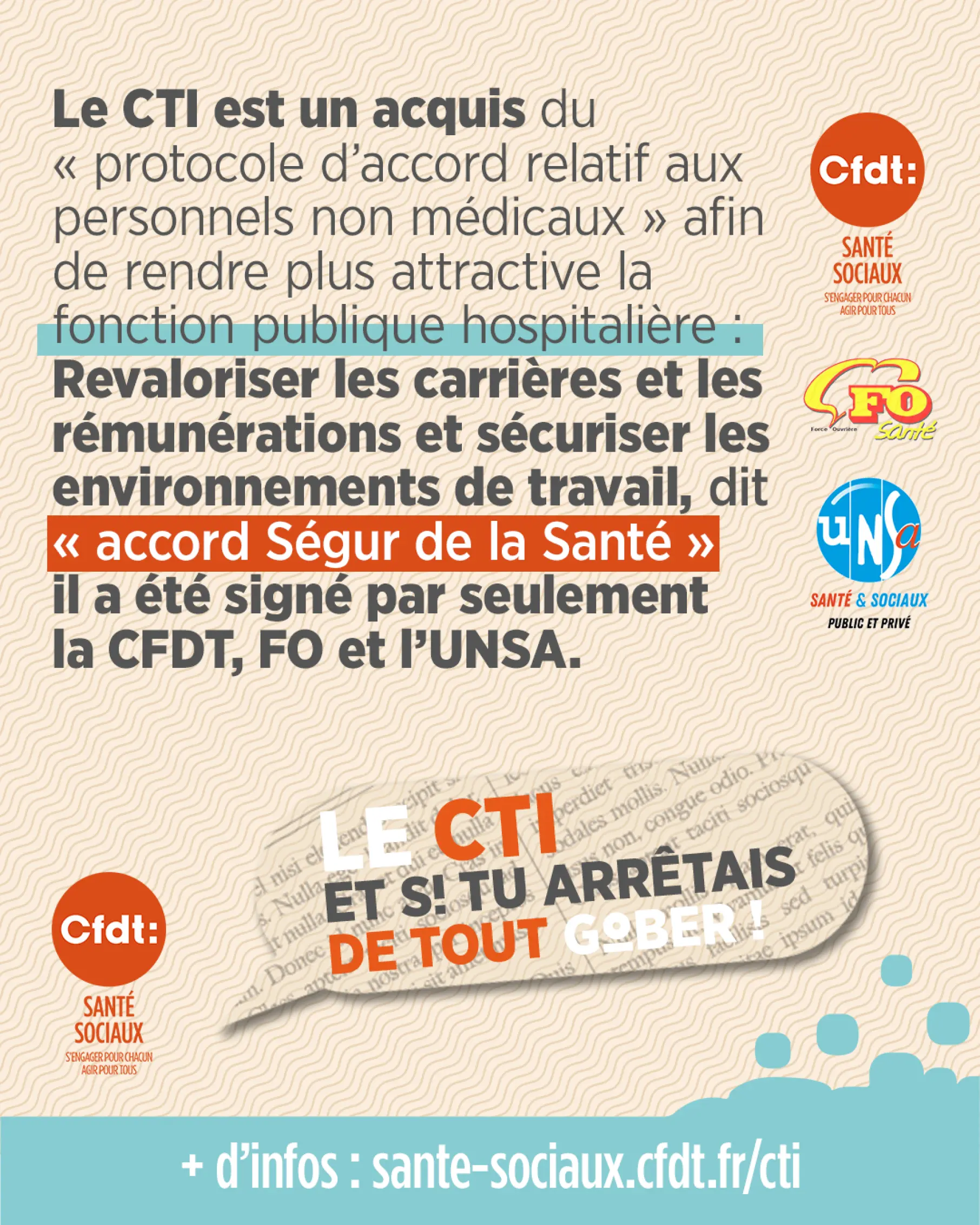 Les sigantaires du CTI sont la CFDT, FO et l'UNSA