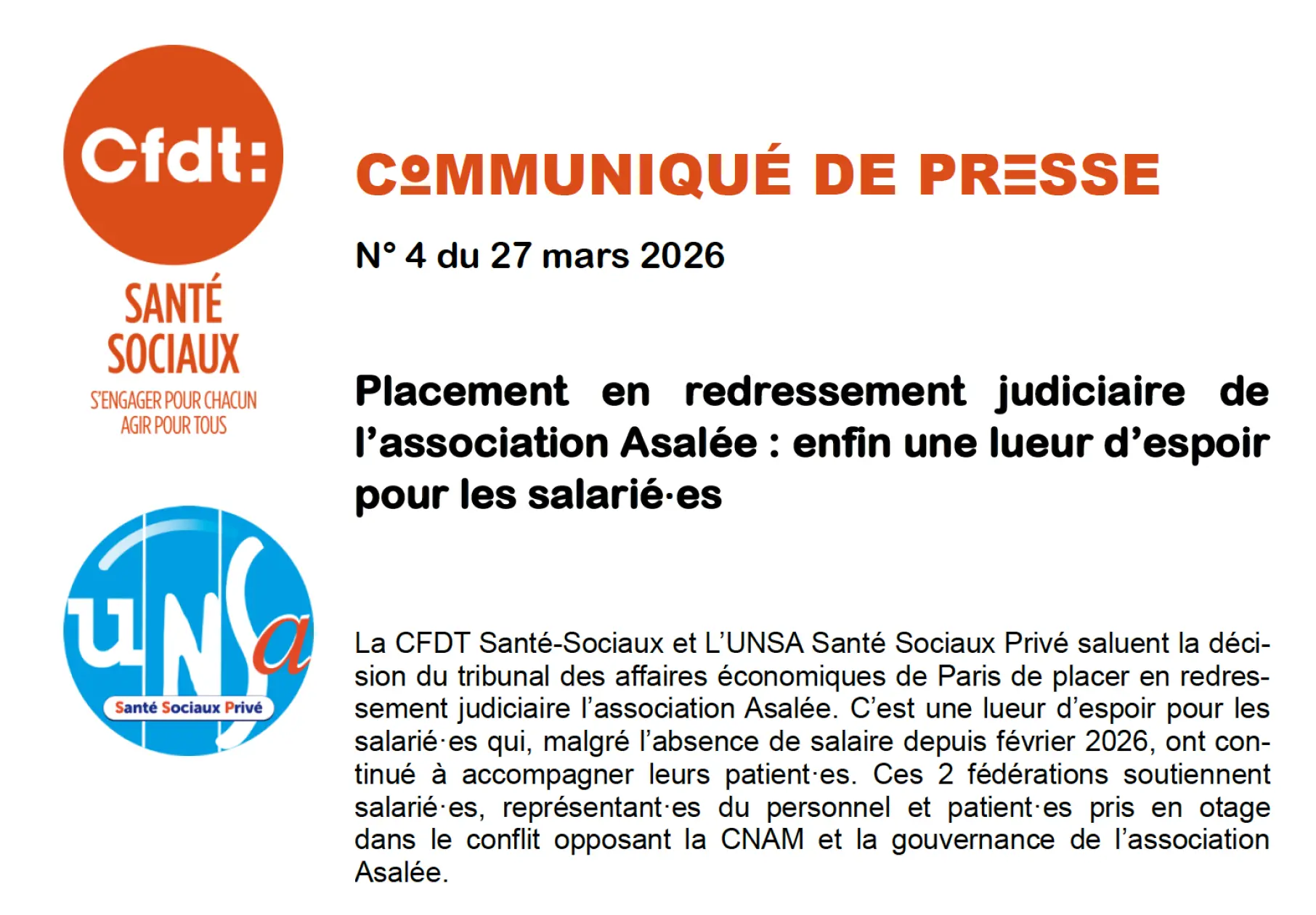 Communiqué de presse N4 Asalée