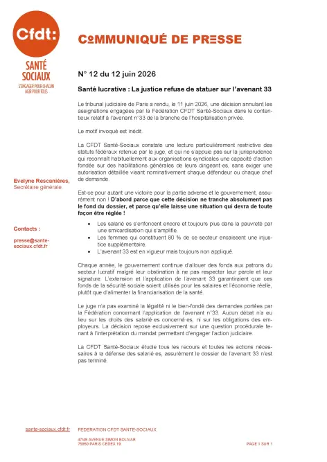 La CFDT Santé-Sociaux constate une lecture particulièrement restrictive des statuts fédéraux retenue par le juge, et qui ne s’appuie pas sur la jurisprudence qui reconnaît habituellement aux organisations syndicales une capacité d’action fondée sur des ha