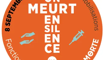 Badge pour la journée d'action du 8 septembre 2026 On meurt en silence