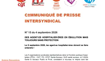 Conférence de Presse intersyndicale Le lundi 07 septembre 2026 à 16H30 en salle de Presse Fédération CFDT 47/49 avenue Simon bolivar 75019 Paris