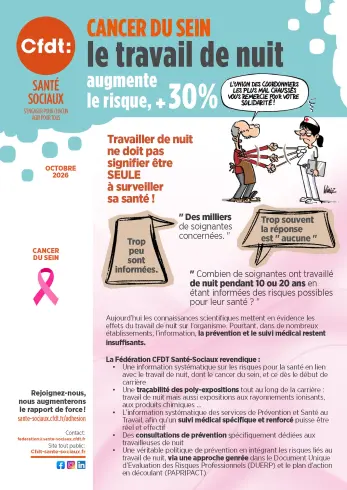 Le cancer du sein peut être d'origine professionnelle.