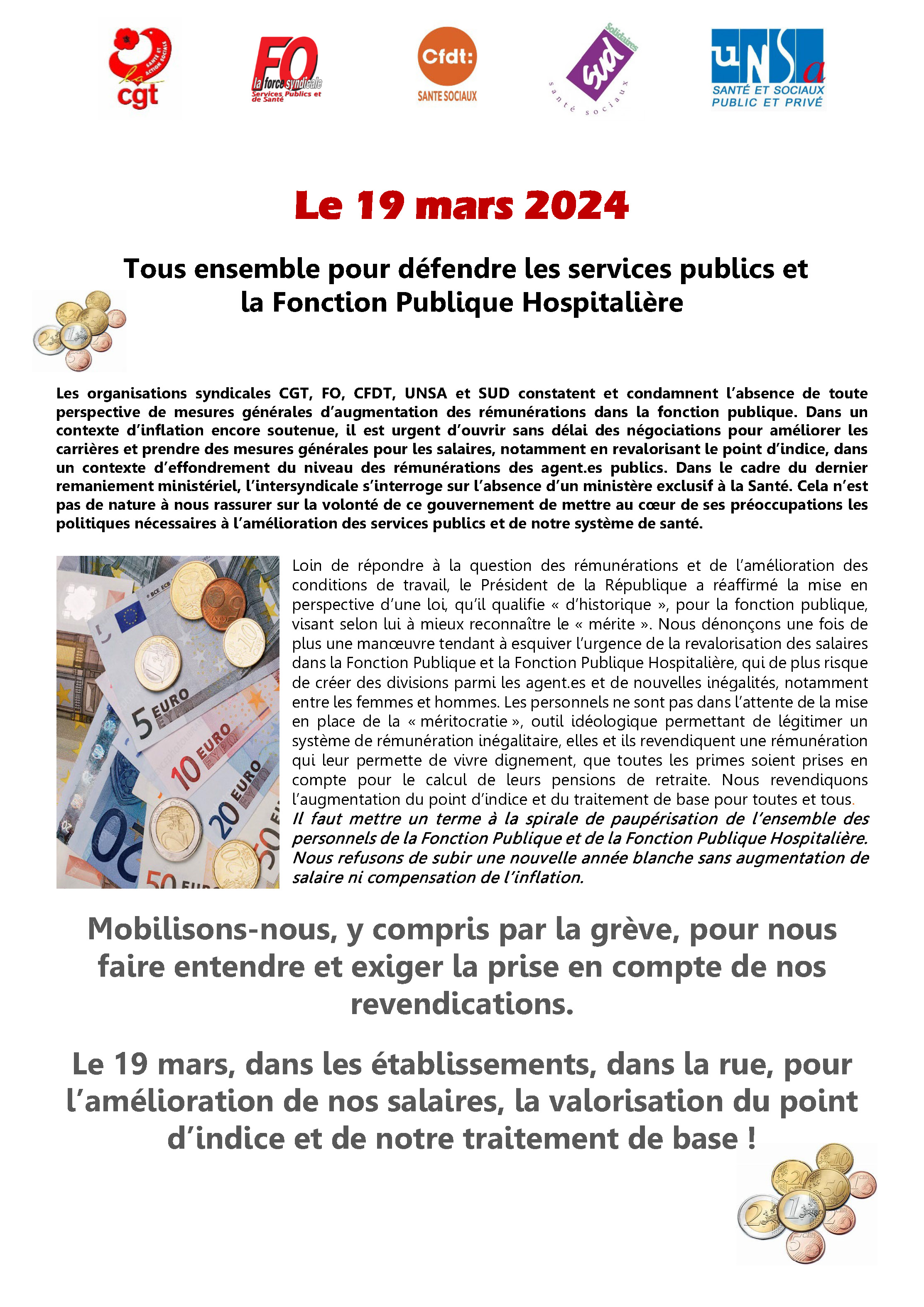 Communiqué Unitaire Santé&Action Sociale Journée FP du 19.03.2024